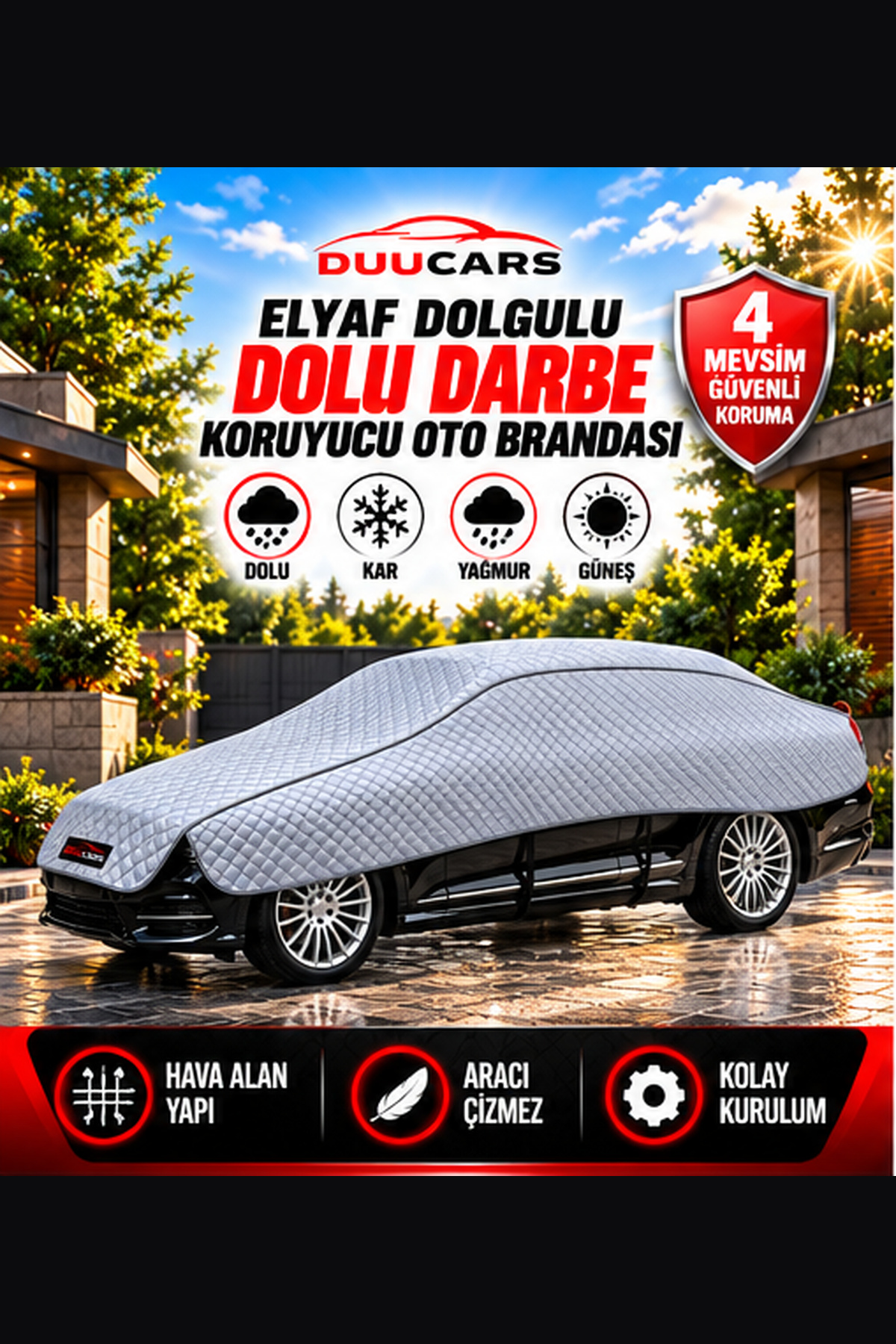 4,50 Metre 150 GR Elyaf Dolgulu Dolu Koruyucu Yarım Branda | DUUCARS - Görsel 2