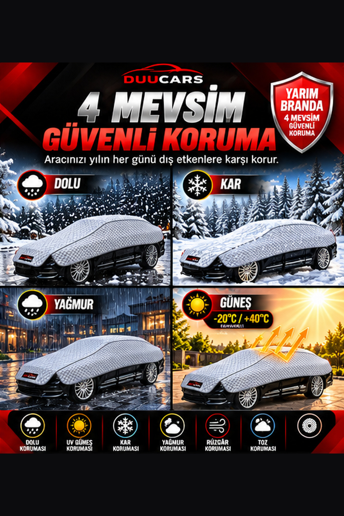 4,50 Metre 150 GR Elyaf Dolgulu Dolu Koruyucu Yarım Branda | DUUCARS - Görsel 4